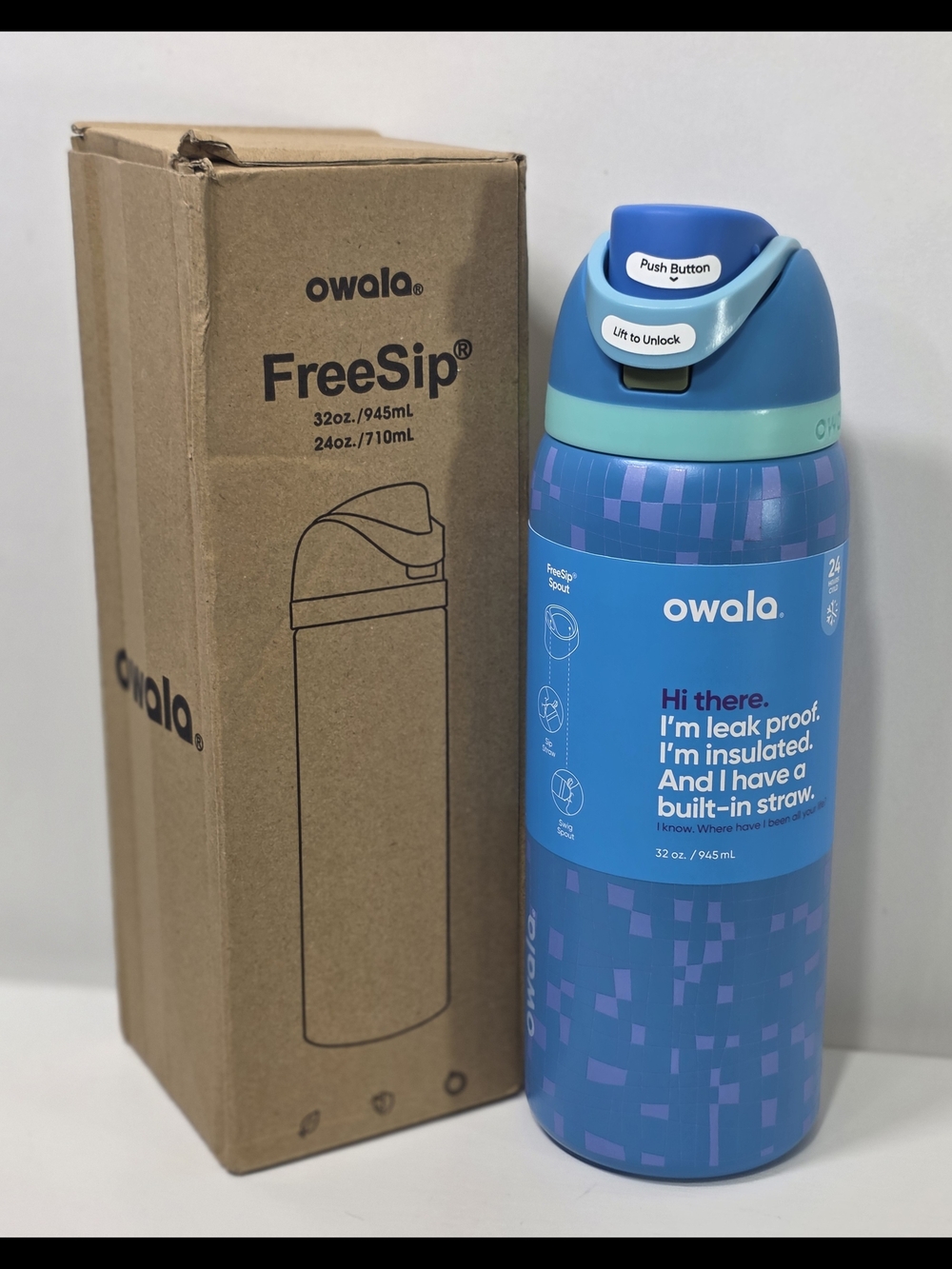 Owala FreeSip 32oz Insulated Water Bottle Blue NWT